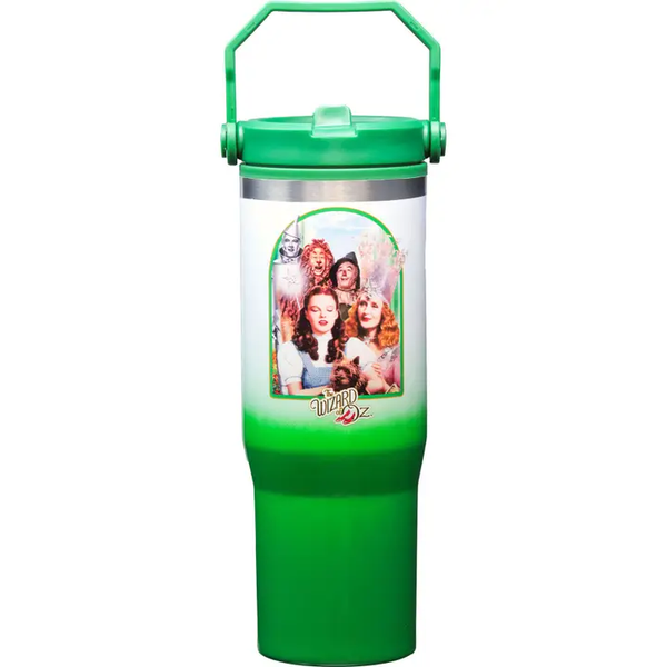 30oz Tumbler with Straw (Solid Green/4 Friends)